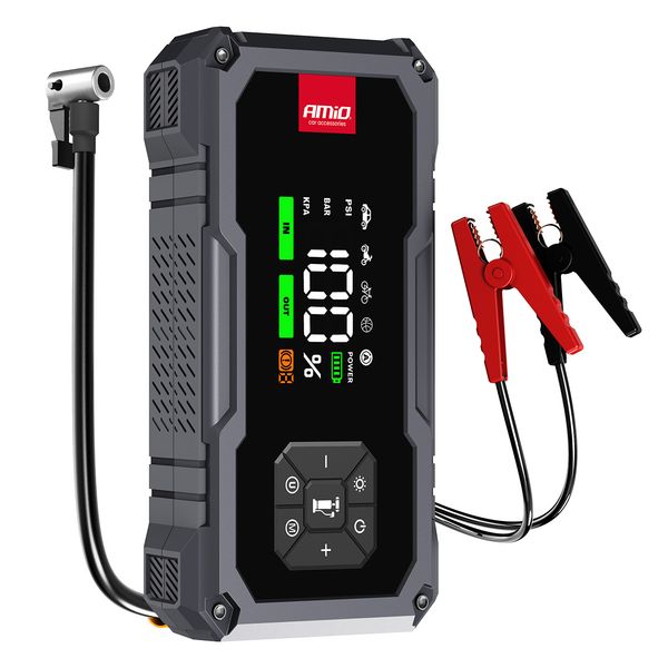 Portable 4in1 Jump Starter/LED/AirCompressor/Powerbank 12V 7,2Ah 600A PRO AMIO-04674 image 1