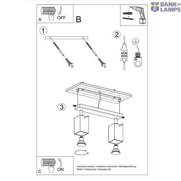 CEILING LAMP MERIDA 2 WHITE GU10 2X40W IP20 image 7
