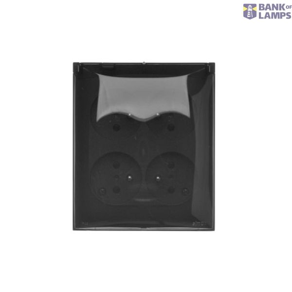 Quadruple socket outlet with earthing - and shutters - IP44 version - transparent flap, 16A, quick connection, black matt image 1