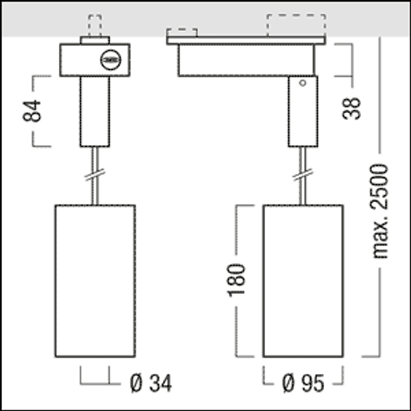 V2-P M 2500-927-65 LDO 3CY CBK FL BK BK - LED pendant spotlight image 3