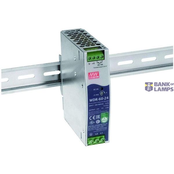 Mean Well WDR-60-5 DIN rail power supply (DIN rail) 5 V/DC 10 A 50 W Number of outputs: 1 x Contents 1 piece. image 1