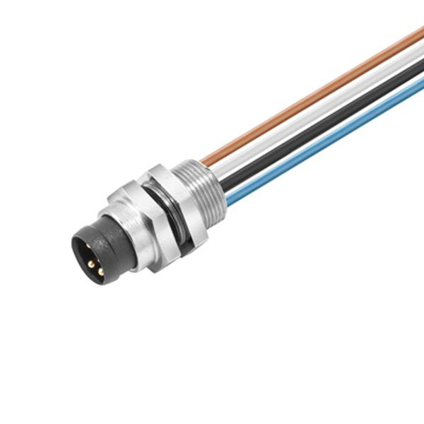 Built-in plugs, M8 snap, pin, straight, Mounting thread: M8, Number of poles: 4, Strand / cable length: 0.5 m image 1