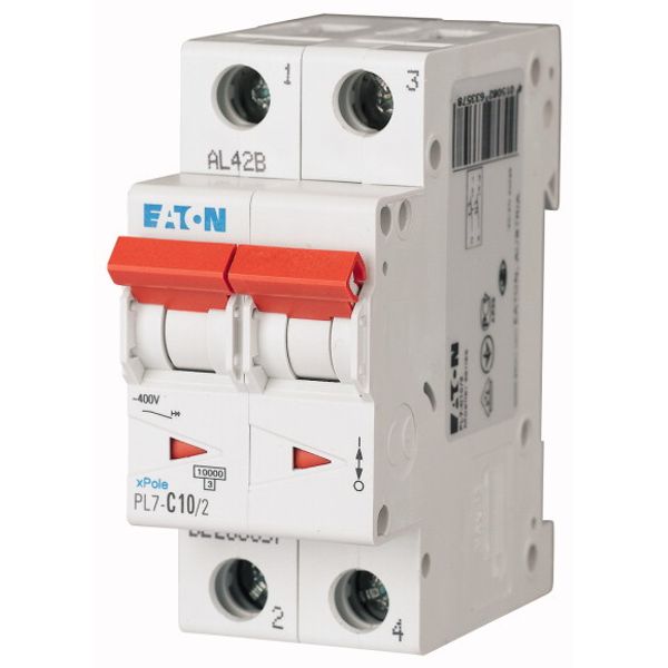 PL7-D10/2 Miniature circuit breaker (MCB), 10 A, 2p, characteristic: D image 1