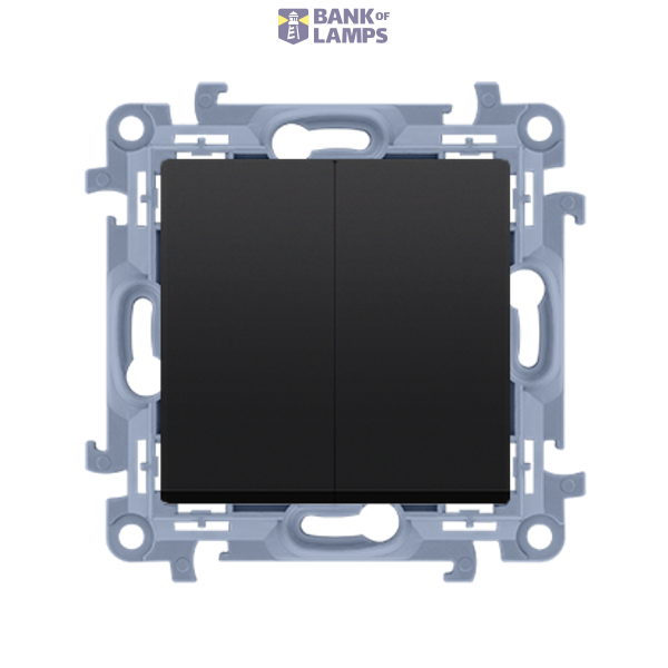 Two gang switch for IP44 version, 10AX, black matt image 1