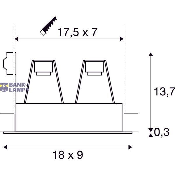 INDI REC 2S Downlight, GU10, pivotable, rechtangular, grey image 2