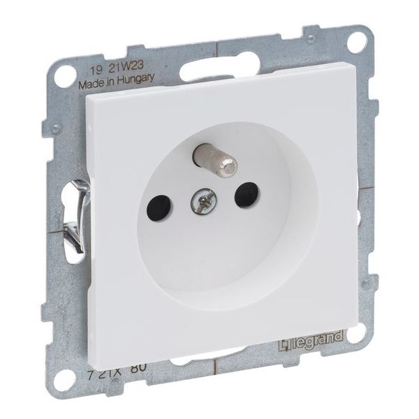 2P+E SOCKET FRENCH STANDARD AUTO TERMINALS SHUTTERED WHITE image 2