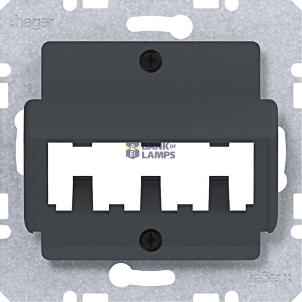 Central plate for 3 MINI-COM modules, A.x/C.x/S.x/B.x/Q.x/K.x, anthracite. image 1