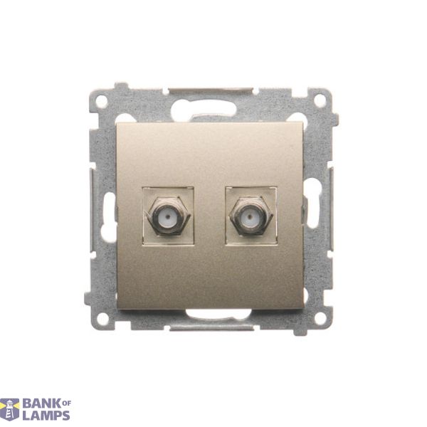 Double aerial socket type "F", Gold matt, metalic image 1