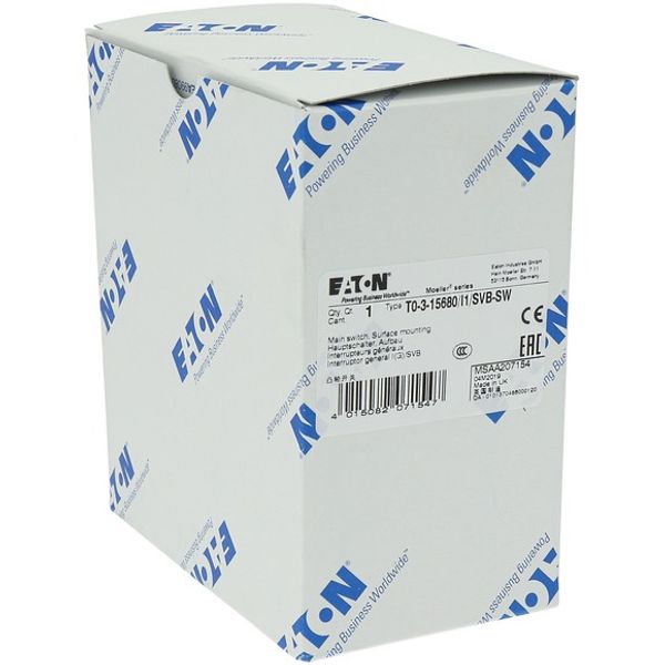 T0-3-15680/I1/SVB-SW Main switch, T0, 20 A, surface mounting, 3 contact unit(s), 3 pole + N, 1 N/O, 1 N/C, STOP function, With black rotary handle and locking ring, Lockab image 7