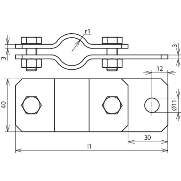 Earthing pipe clamp D 42mm with bore D 11mm   St/tZn image 2