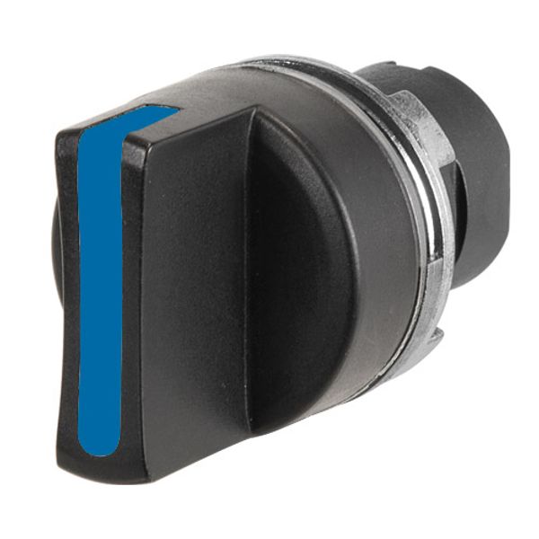 Knob selector switch, blue, 3-position, Cam O, spring return from RH image 1