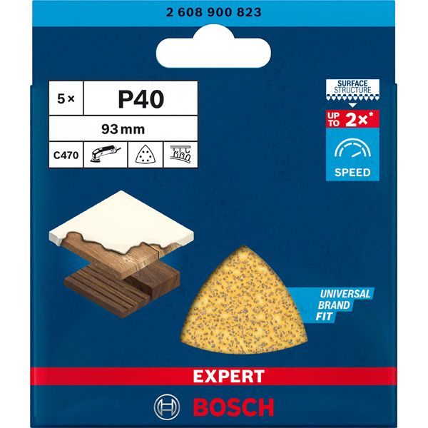 EXPERT C470 Sandpaper for Delta Sanders 93 mm, G 40 5-pc Hook&Loop image 1