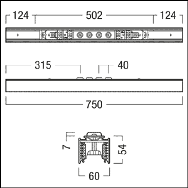 TECTON TM 750 SR IP64 - Electrical centre feed, silver image 2