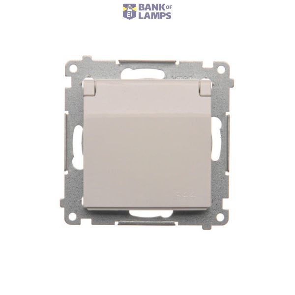 IP44 single socket outlet without frame seal - same color flap&cframe, (module), 16A, 250V, Screw, white image 1