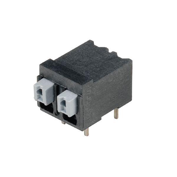 Printed circuit board terminals, 5.00 mm, Number of poles: 5, 90°, Solder pin length (l): 1.5 mm, black, PUSH IN with actuator, Clamping range, max. : 1.5 mm², Tape image 1