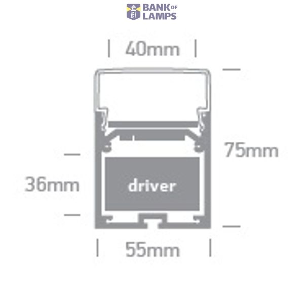 SURFACE PROFILE 2m FOR 40mm STRIPS + PC OPAL DIFF image 2