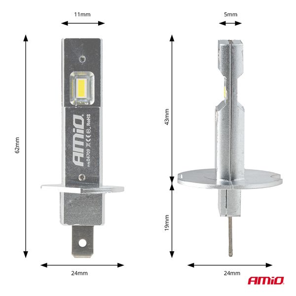 LED Headlights Series H25 CANBUS H1 12V 20W AMIO-04709 image 1