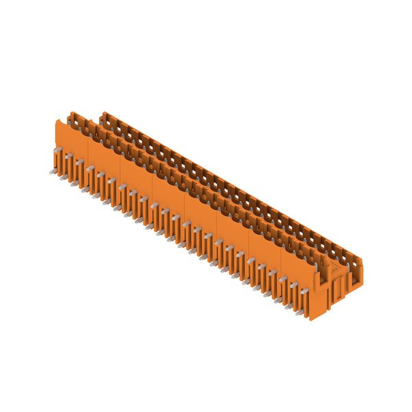 PCB plug-in connector, male header, Dovetails for fixing blocks, THT solder connection, 5.08 mm, Number of poles: 48, 90°, Solder pin length (l): 3.2 mm, tinned, orange, Box image 2