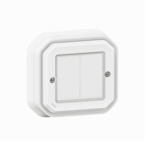PLEXO DOUBLE SWITCH ON/OFF W/O WIRE, W/O BATTERY - WHITE - SURFACE image 1