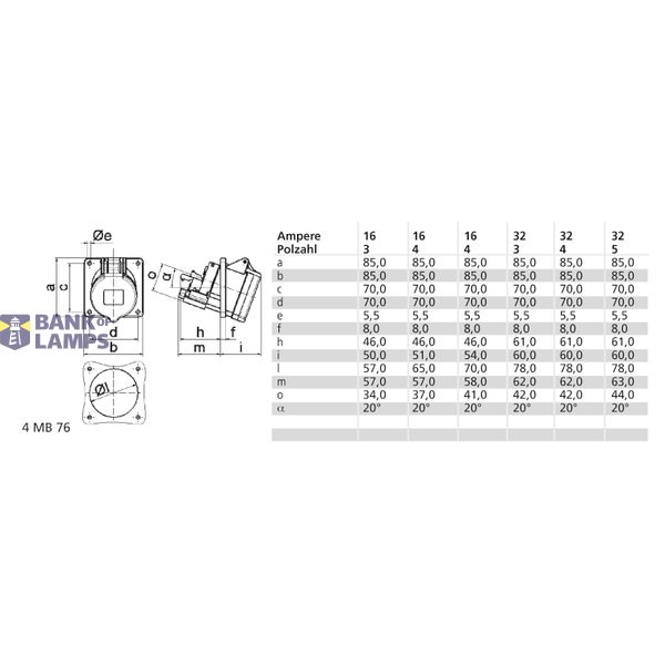 ICD 6h 32A 4P 400V IP44 85x85 QC TE Sch Ni HKS image 4