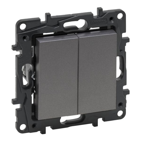 2-GANG 1-WAY PUSH-BUTTON 6A AUTOMATIC TERMINALS MEDIUM GREY image 1
