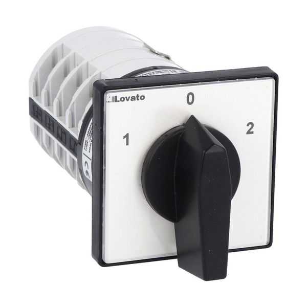 Rotary cam switch 7GN series, Dahlander motor control switch 1-0-2, 40A, for front mounting with black handle, front plate 65X65mm image 1