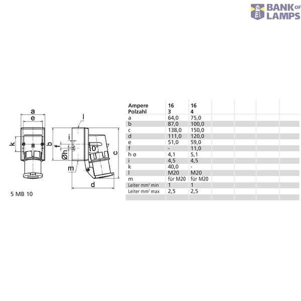 TCD 6h 16A 3P 230V IP44 87x64 Opb Klap image 3