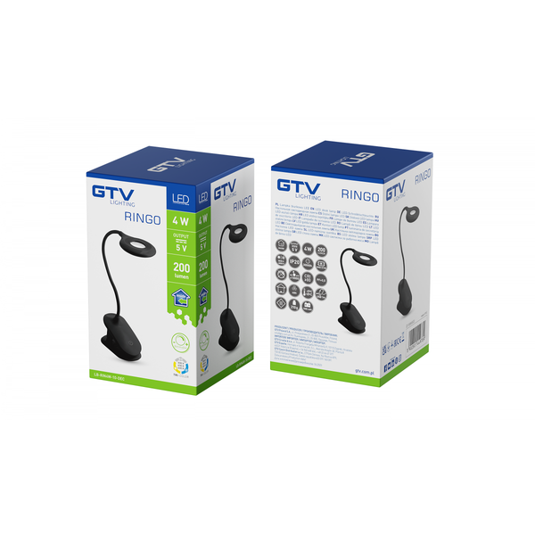 LED rechargeable table lamp RINGO, 4 W, 200 lm, 5 V, CCT, 1200mAh, dimmable, black image 2