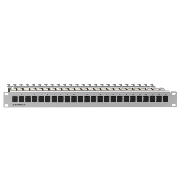 Complete patch panel, modular, shielded, 24 universal modules, 19"/1 U, direct assembly, equipped image 1