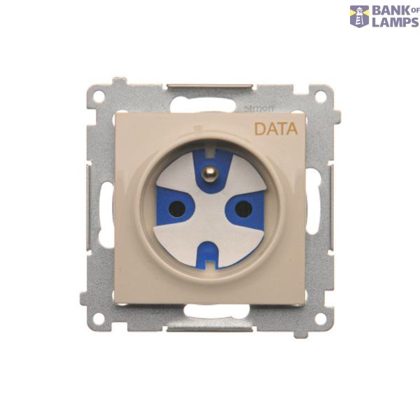 DATA single socket outlet with socket access element, (module), 16A, 250V, Screw, cream white/electro white image 1