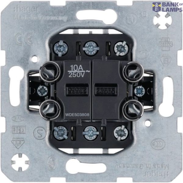 Series push button with 2 changeover contacts, separate input terminals, rocker insert, flush-mounted, 10 A image 1