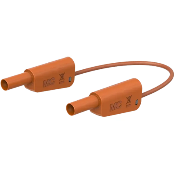 Measuring lead with (4 mm lamella plug, straight) to (4 mm lamella plug, straight), 2 m, orange, silicone, 1.0 mm², CAT II, CAT III, 66.2012-20030 image 1