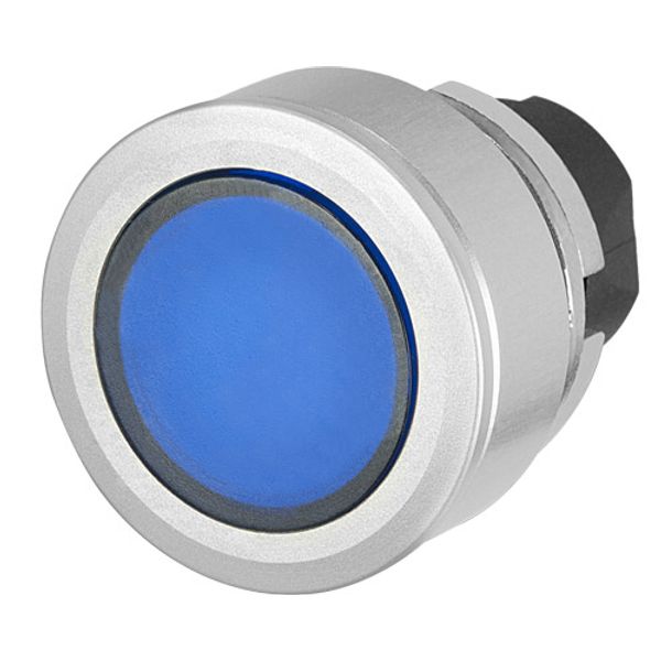 Push-button, illuminated, flush-mount, momentary, blue image 1