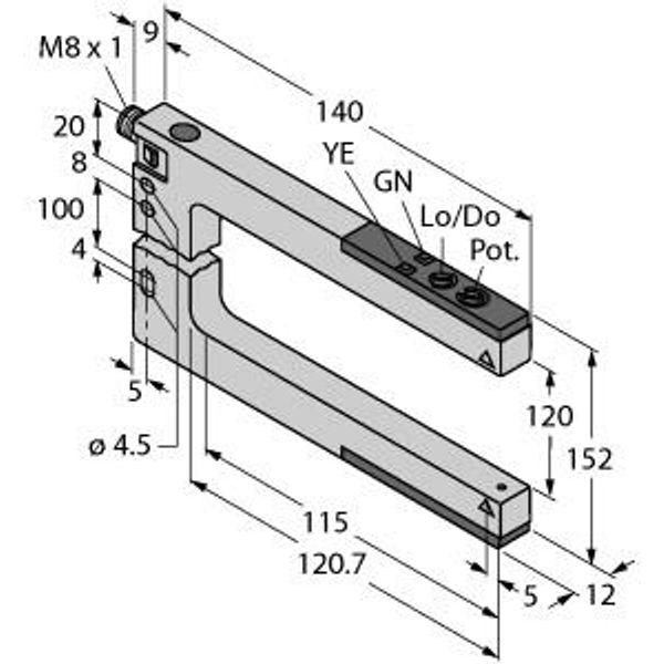 Photoelectric Sensor Bifurcated Retroreflective Sensor   SLM120P6Q image 1