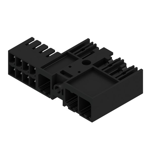 PCB plug-in connector, male header, closed side, Middle flange, THT solder connection, 7.62 mm, Number of poles: 3, 270°, Solder pin length (l): 3.5 mm, tinned, black, Box image 2