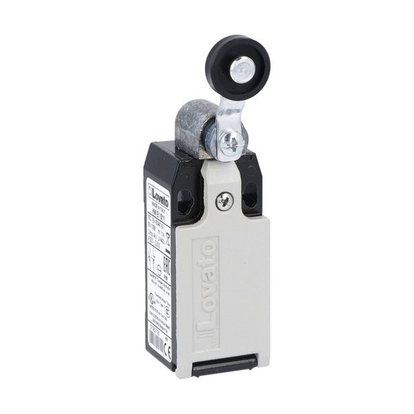 Limit switch, K series, roller lever plunger, 1 bottom cable entry. Dimensions to EN 50047, metal body, contacts 2NC slow action. Plastic roller image 1