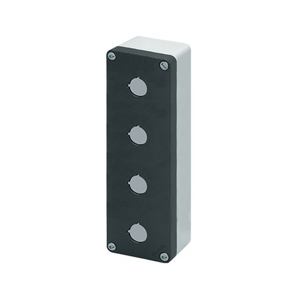 Aluminium push-button enclosure M10 85x260x65, 4 holes Ø 22, without cable entry image 1