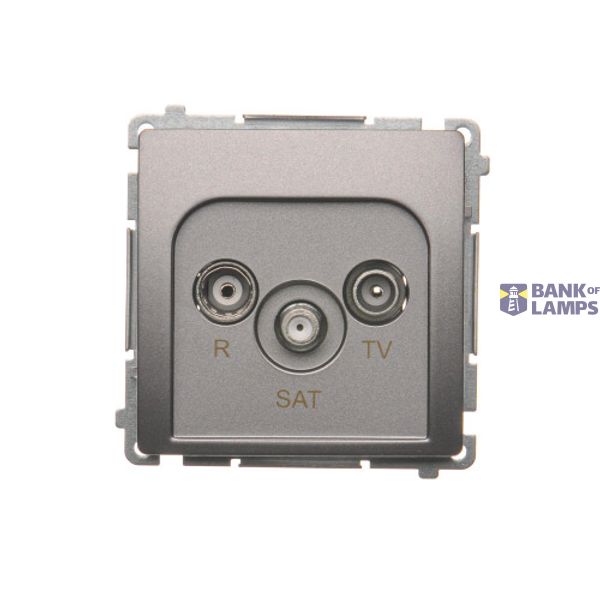 R-TV-SAT pass through aerial socket, atten.: 10dB, Inox, metallized image 1