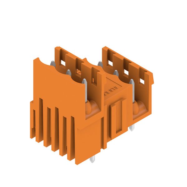 PCB plug-in connector, male header, open side, THT solder connection, 5.08 mm, Number of poles: 6, 180°, Solder pin length (l): 3.2 mm, tinned, orange, Box image 1