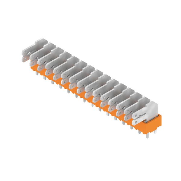 Printed circuit board terminals, 5.00 mm, Number of poles: 15, 90°, Solder pin length (l): 3.5 mm, tinned, orange, Flat-blade connection, Box image 2