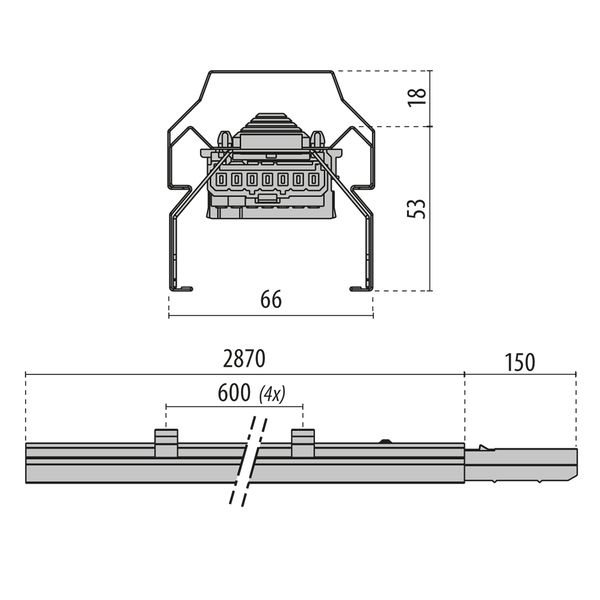 TRY RAIL-M2/5P L=2870mm(+OPHANGBEUGELS) image 3