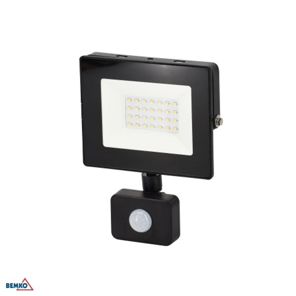 LED FLOODLIGHT SMD KASTEL 20W 6000K 1650LM IP65 BLACK SENSOR PIR image 1