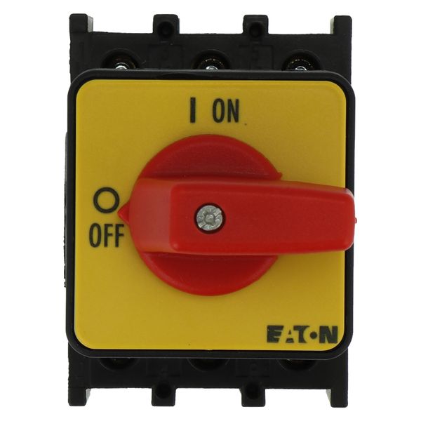 On-Off switch, P1, 40 A, flush mounting, 3 pole, Emergency switching off function, with red thumb grip and yellow front plate image 12