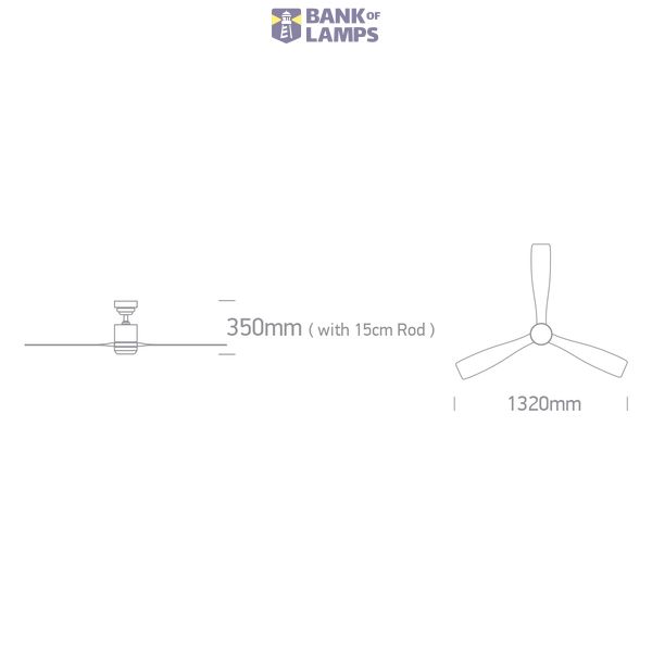 DARK WOOD BLACK ROD FAN 40W LED 22W CCTV IP20 230V image 2