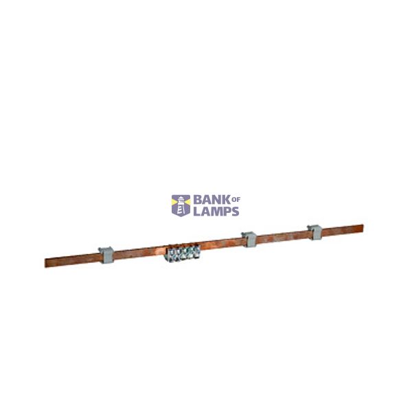 Equipotential earthing bar L=440 W=10 H=5mm, copper, packed image 1