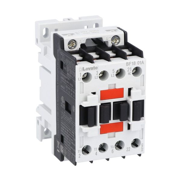 Three-pole contactor, IEC operating current Ie (AC3) = 18A, AC coil 60Hz, 24VAC, 1NC auxiliary contact image 1