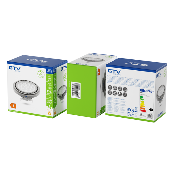 LED Bulb AR111, 12.5 W, 1100 lm, 3000K, G53, DC12V, 40°, gray image 2