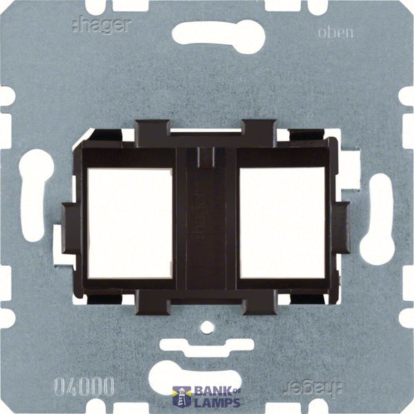 Mounting plate modular jacks, 2-way, brown holder (14.9 x 19.5 mm) image 1