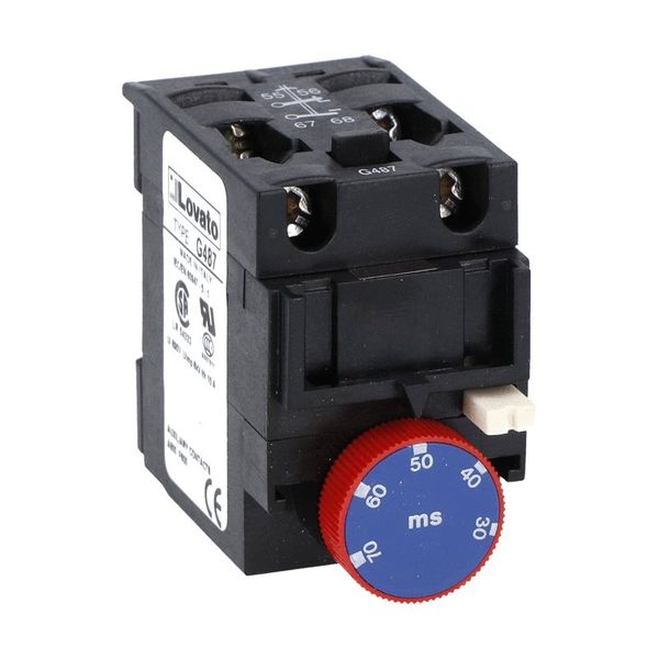 Delayed auxiliary contact 1NO+1NC (pneumatic operation) on energisation for front centre mounting. Screw terminals, for BF... series contactors, 3S image 1