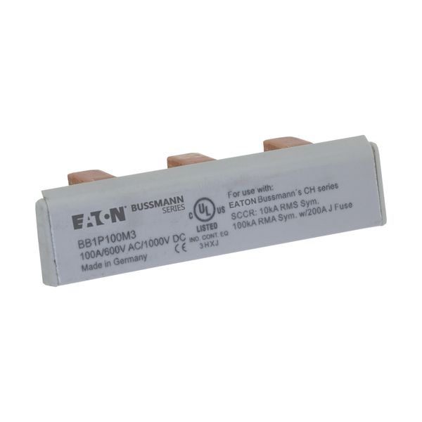 BUSBAR, low voltage, 100 A, AC 600 V, DC 1000 V, 15 x 16 x 52 mm, 3P, UL image 7